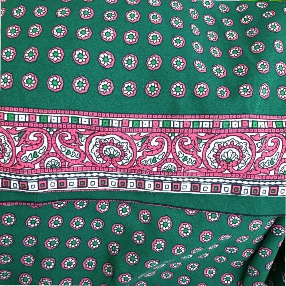 J CREW Factory Gallery Green Medallion Pink Paisley Preppy Shift A Line Dress 4